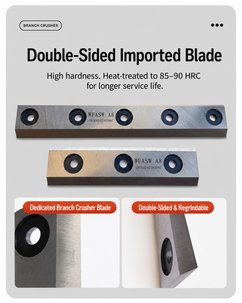 Heavy-Duty Branch Crusher double sided blade detail