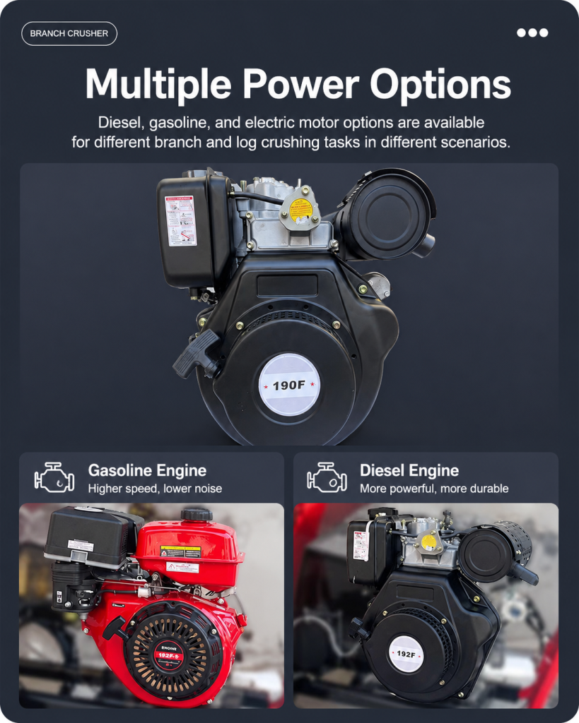 Heavy-Duty Branch Crusher power options